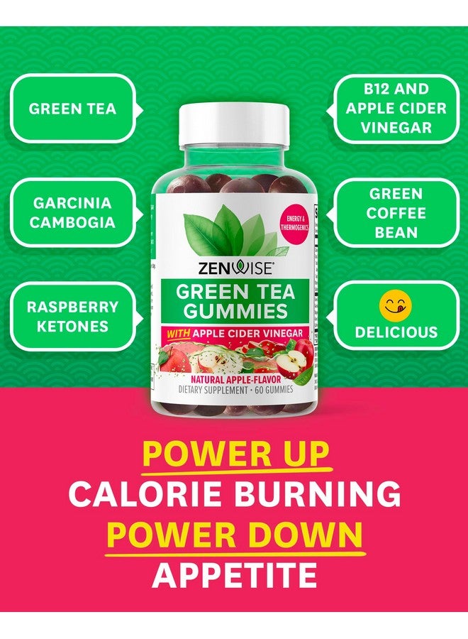 Zenwise Health Zenwise Green Tea Extract, Apple Cider Vinegar Gummies - Appetite Suppressant for Weight Management with Green Coffee Bean Extract for Metabolism - 60 Count Apple Gummies - Image 3