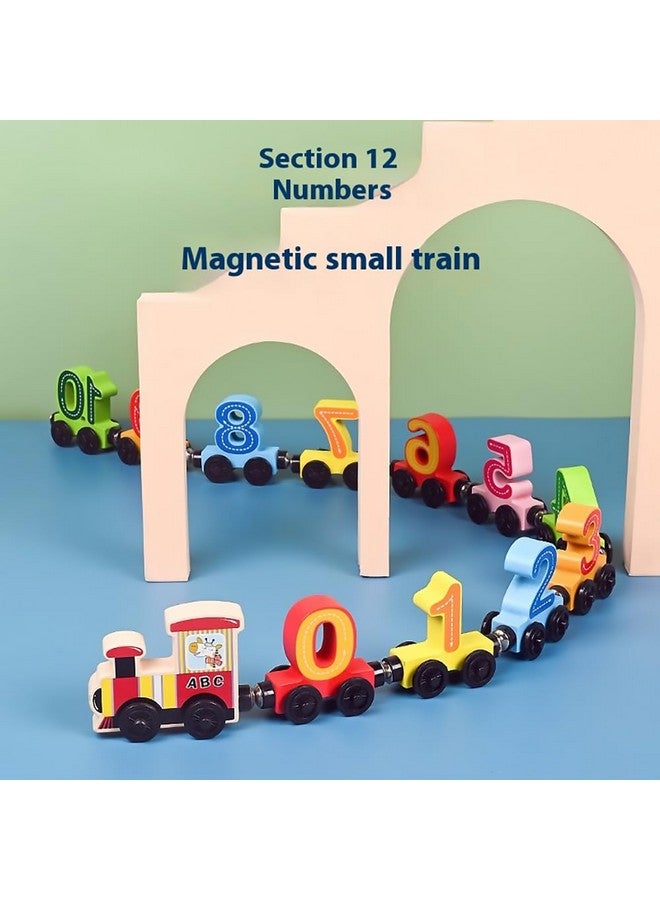12 PCS Wooden Number Train Set for Toddlers - Magnetic Wooden Train with Numbers 0-10 & Engine - Educational Montessori Toy for Kids, Compatible with Track Toys, Gifts for Boys & Girls Age 3+  - Image 5