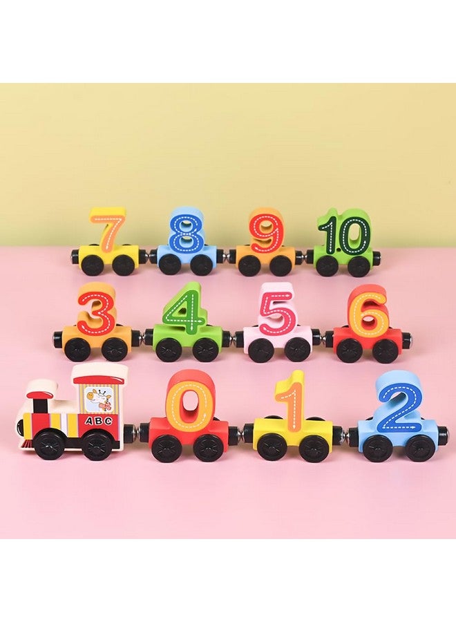 12 PCS Wooden Number Train Set for Toddlers - Magnetic Wooden Train with Numbers 0-10 & Engine - Educational Montessori Toy for Kids, Compatible with Track Toys, Gifts for Boys & Girls Age 3+  - Image 3