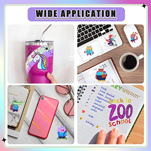Clabby 60 Sheets Printable Holographic Laminate Sheets Vinyl Sticker Paper Printable Holographic Sticker Paper for Inkjet/Laser Printer Waterproof with Gem Rainbow Spot Star Patterns 8.5 x 11" - Image 5