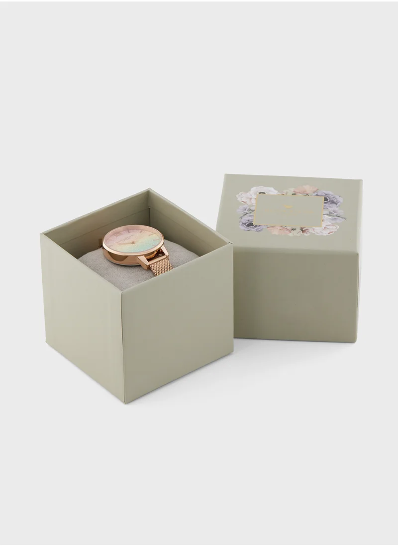 اوليفيا بورتون Rainbow Glitter Dial Analog Watch