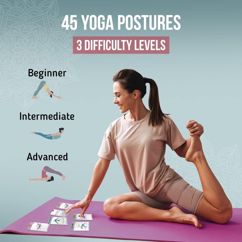 merka Yoga Cards Flashcard Deck - 50 Plastic Cards, One Size - 45 Asanas & Sanskrit Names - Yoga Gifts for Women - Image 3