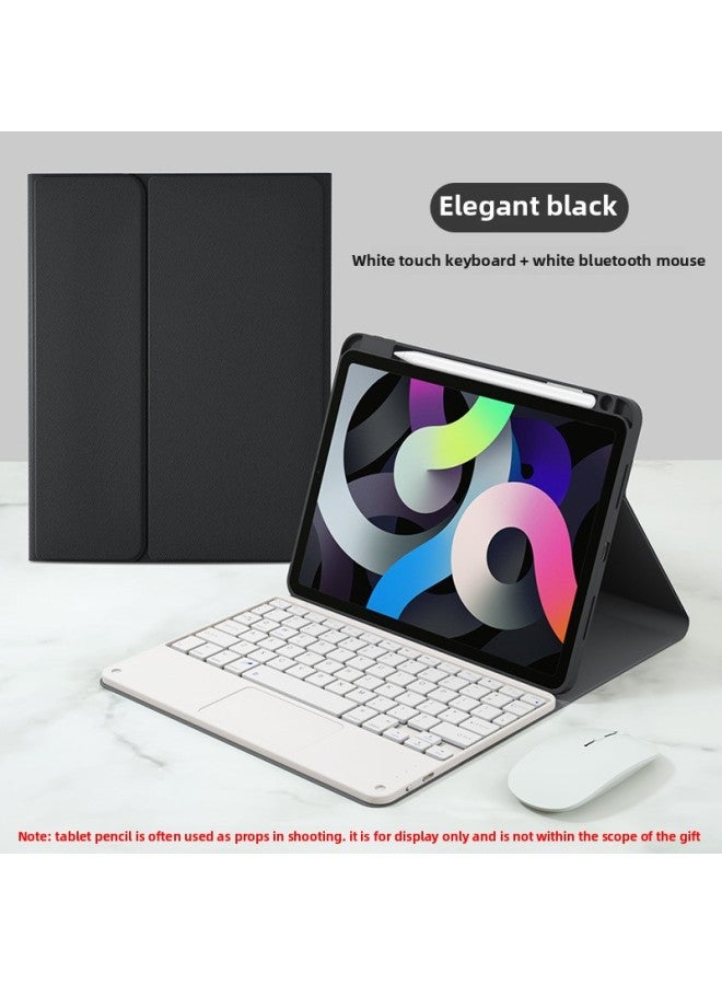 For Huawei MatePad11.5 Tablet Bluetooth Keyboard Protective Case With Pen Slot Honor X8Pro Backlit Keyboard-Color:Elegant Black + White Touch Bluetooth Keyboard [send Bluetooth Mouse]]-Applicable Model:Glory 9-12.1 Inches  - Image 1