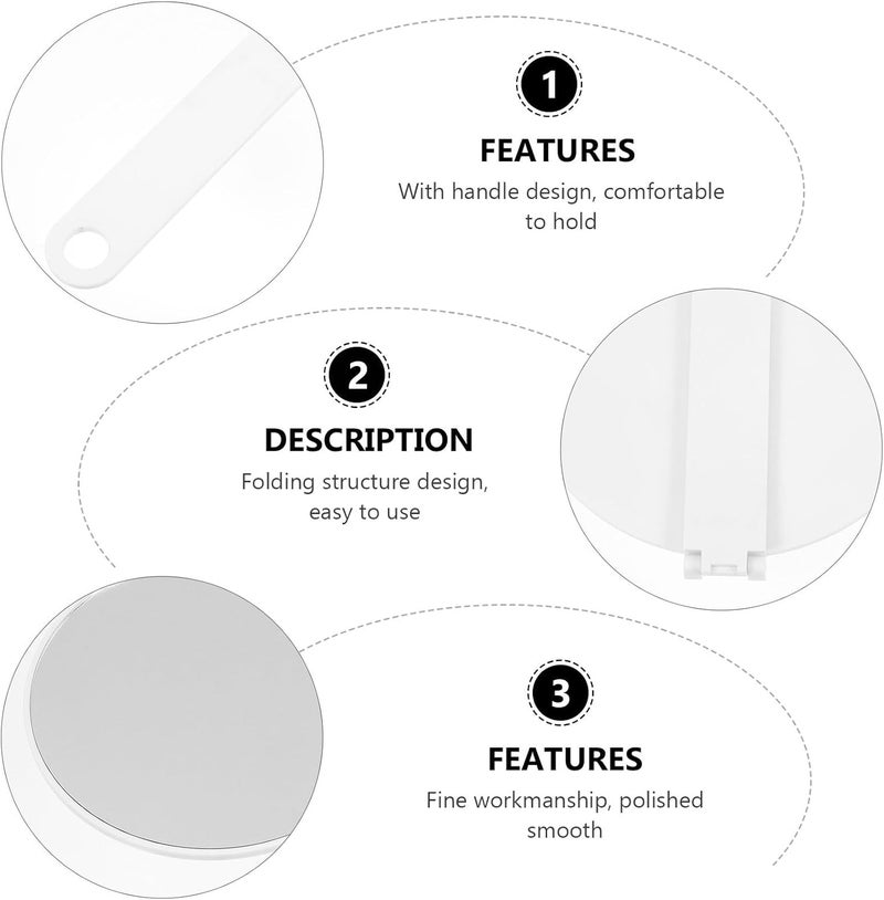 Handheld Makeup Mirror and Folding Desktop Mirror 5.5 Inch Round White for Travel and Salon Use - Image 3