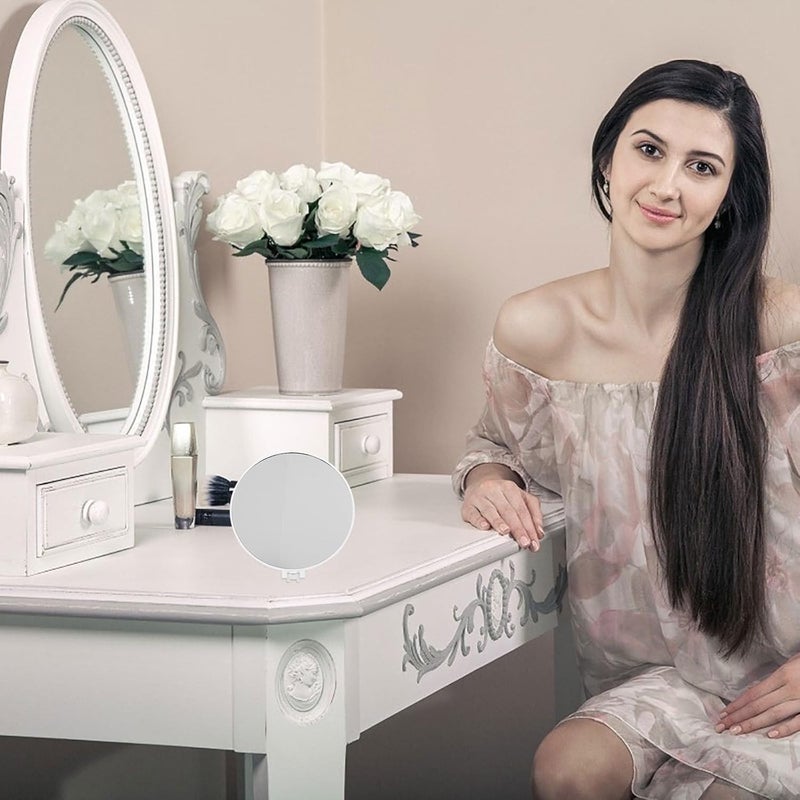 Handheld Makeup Mirror and Folding Desktop Mirror 5.5 Inch Round White for Travel and Salon Use - Image 5