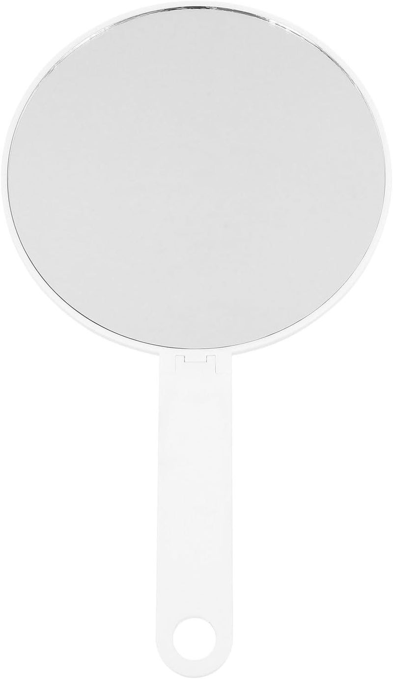 Handheld Makeup Mirror and Folding Desktop Mirror 5.5 Inch Round White for Travel and Salon Use - Image 1