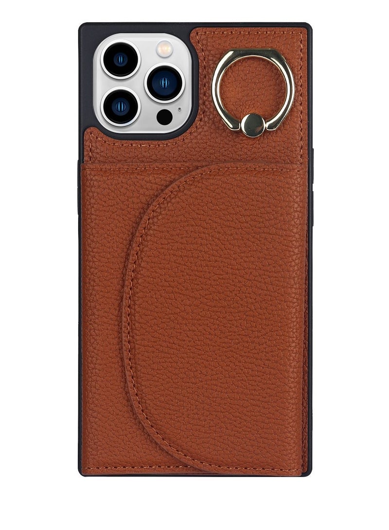 Suteni Ring Buckle Back Cover Magnetic Leather Phone Case for iPhone - Image 1