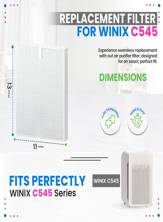 باجين فلتر Bagean C545 HEPA S متوافق مع فلتر بديل لجهاز تنقية الهواء Winix 1712-0096-00 - H13 فلتر HEPA حقيقي مع مرشحات الكربون النشط، يرشح 99.97% من الجسيمات وينقي الهواء (4 HEPA) - Image 3