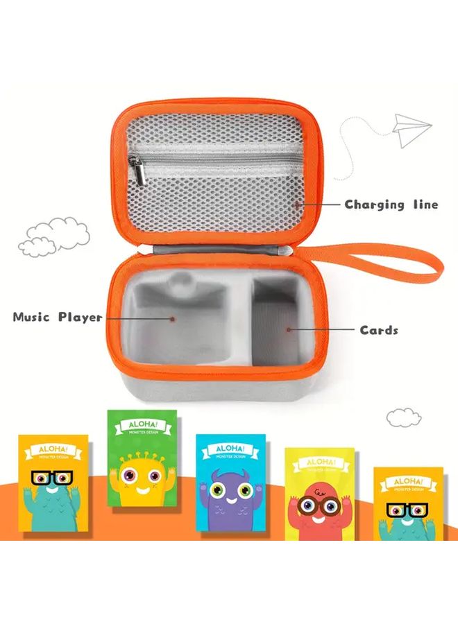 Orange Portable Audio Player with EVA Storage Box and Book Card Protection Organizer - Image 4