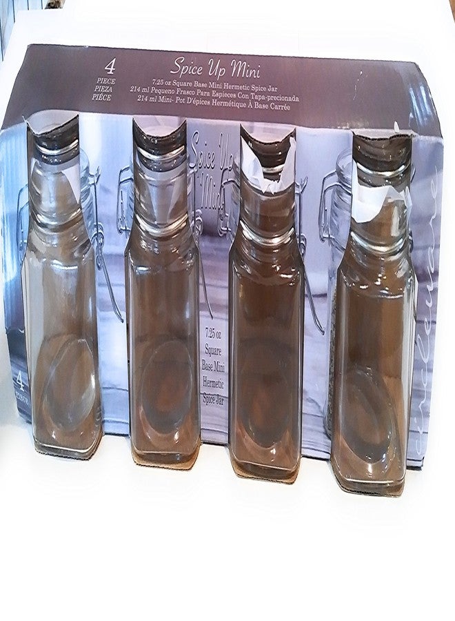 Circleware Mini Square Glass Spice Jar with Swing Top Hermetic Airtight Locking Lid Set of 4 Kitchen Glassware Food Preserving Storage Containers for Coffee, Sugar, Tea, 7.25 oz, Clear - Image 2