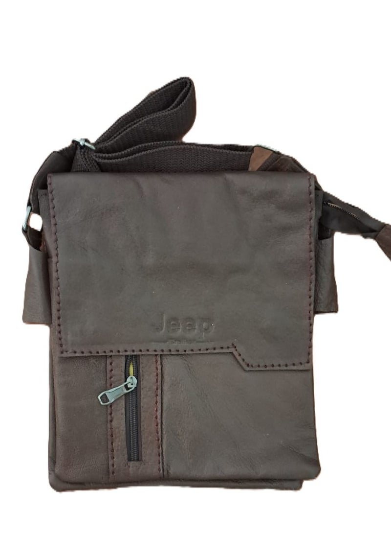 Jeep Buluo Men's dark brown leather crossbody bag - Image 1