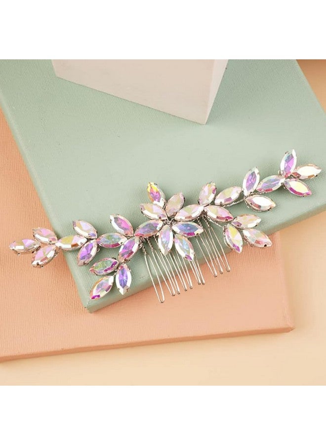 BERYUAN Wedding Crystal Hair Comb Flower Crytstal Hair Piece Teardrop Crystal Rhinestone Wedding Hair Accessories Bride Headband For Wedding (Ab Color) - Image 1