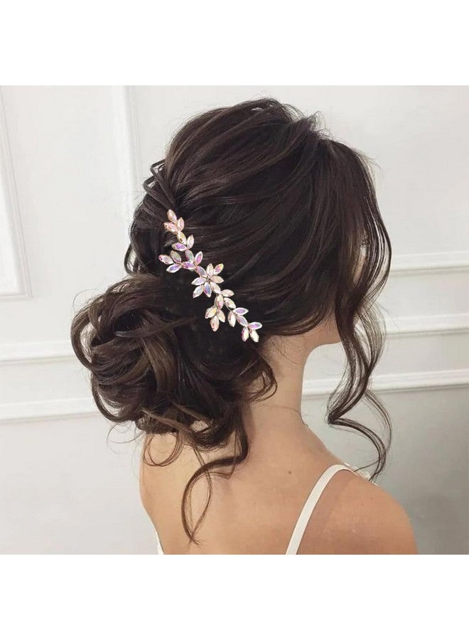 BERYUAN Wedding Crystal Hair Comb Flower Crytstal Hair Piece Teardrop Crystal Rhinestone Wedding Hair Accessories Bride Headband For Wedding (Ab Color) - Image 2