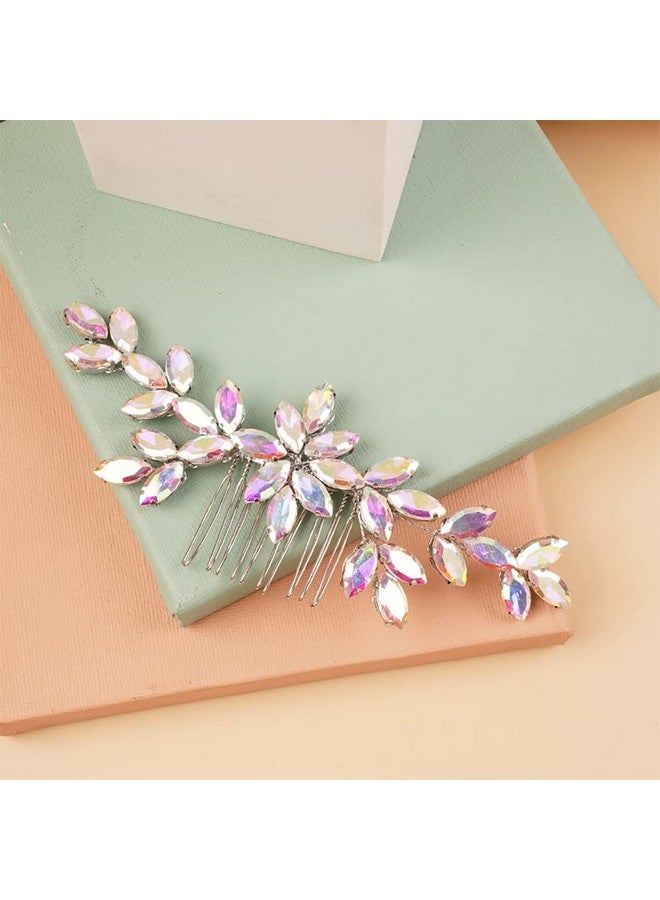 BERYUAN Wedding Crystal Hair Comb Flower Crytstal Hair Piece Teardrop Crystal Rhinestone Wedding Hair Accessories Bride Headband For Wedding (Ab Color) - Image 4