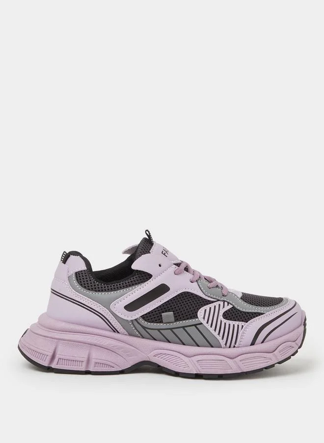Styli Purple Chunky Sole Sports Sneakers