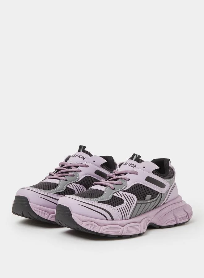 Styli Purple Chunky Sole Sports Sneakers