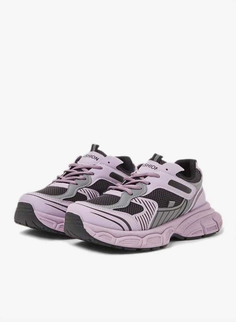 Styli Purple Chunky Sole Sports Sneakers
