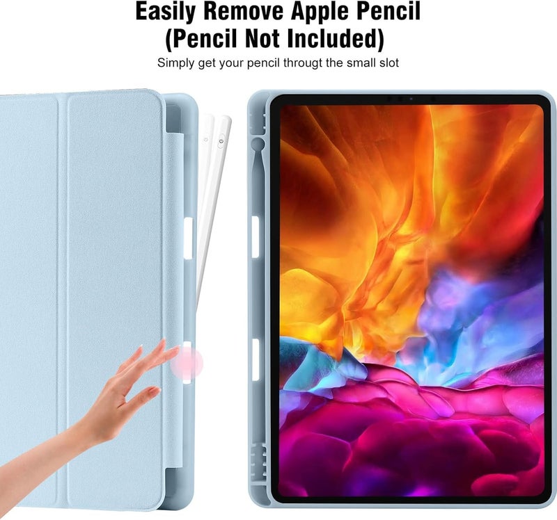 بلو بيك جراب iPad 10.2 متوافق مع الجيل التاسع/الثامن/السابع من iPad - غطاء حماية ثلاثي الطي مع حامل قلم، خاصية التشغيل/الإيقاف التلقائي، جراب ذكي - أزرق فاتح - Image 2