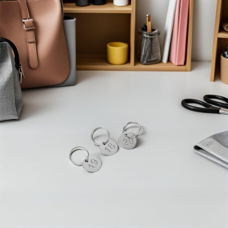 20pcs Stainless Steel Round Key Tags with Number Labels 20mm - Image 4