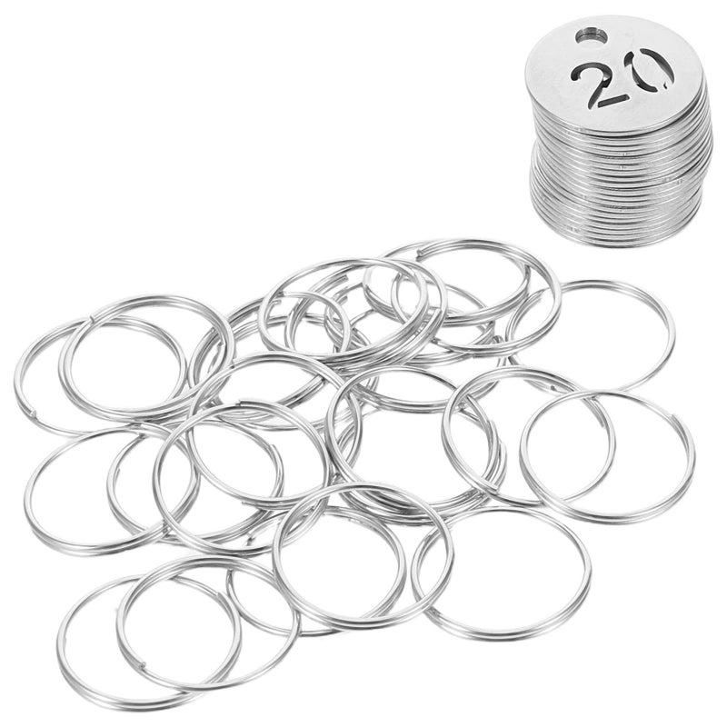 20pcs Stainless Steel Round Key Tags with Number Labels 20mm - Image 2