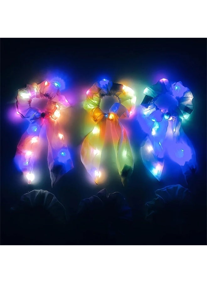 10PCS Random LED Light-Up Bow Scrunchies, Glow-in-the-Dark High Elasticity Hair Ties - Image 5