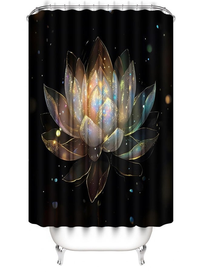 AZHM 4PCS Lotus Shower Curtain Set Black and Gold Flower Bathroom Decor Sets with Shower Curtain and Rugs and Accessories with 12 Hooks for Toilet - Image 2