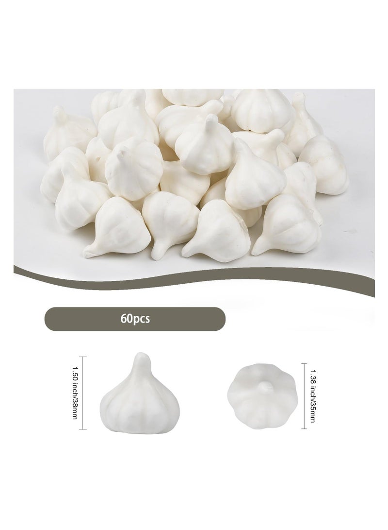60Pcs Foam Fruit Artificial Garlic, Simulation Realistic Lifelike Models Artificial Vegetables for Party Autumn Supplies Farmhouse Restaurant Photography Props, Lightweight, Easy to Carry (White) - Image 5