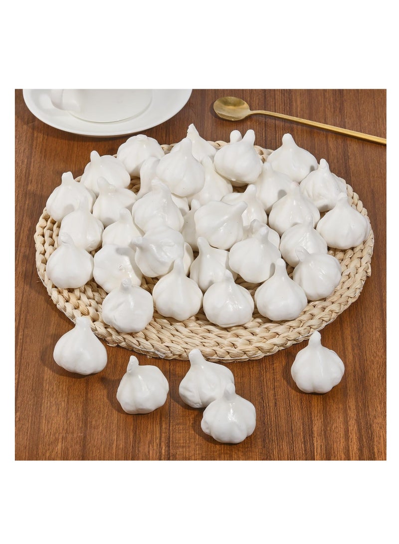 60Pcs Foam Fruit Artificial Garlic, Simulation Realistic Lifelike Models Artificial Vegetables for Party Autumn Supplies Farmhouse Restaurant Photography Props, Lightweight, Easy to Carry (White) - Image 2