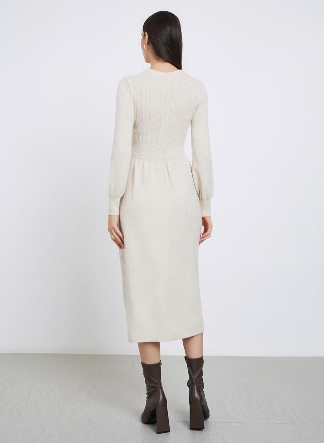 تايك تو فستان متوسط الطول محبوك بتفاصيل مضفرة - Image 5