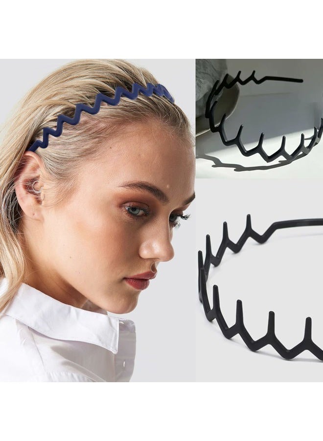 LAPOHI 10 PCS Non Slip Fashion Effortless Plastic Headbands with Teeth Comb Skinny Hair Bands for Women Men Teen Girls, Comb Teeth Morandi - Image 5