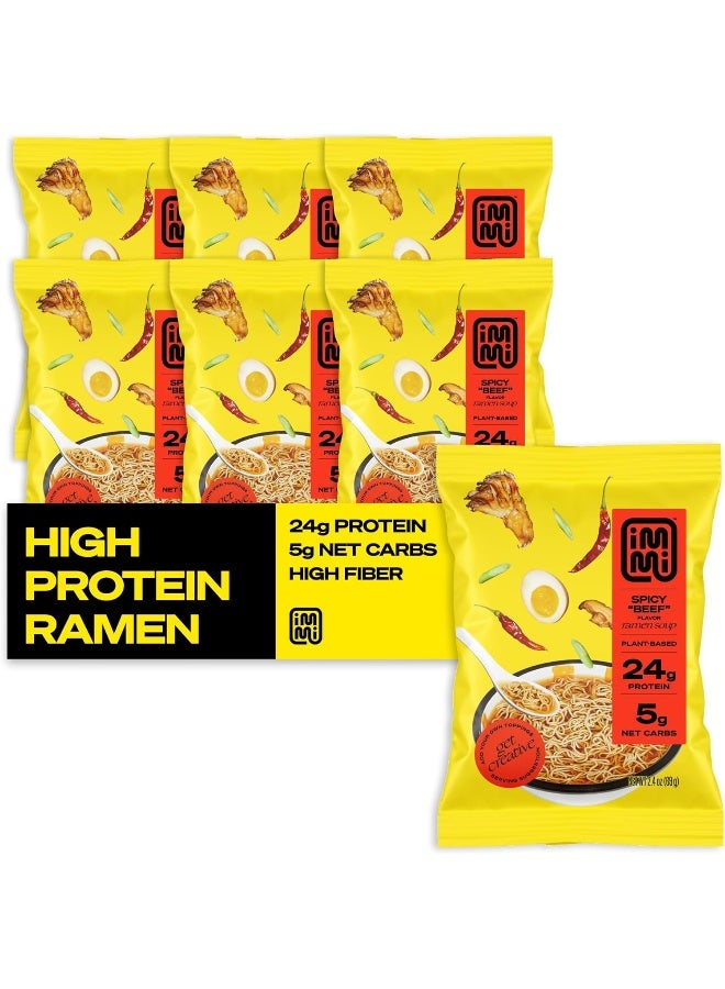 immi Spicy "Beef" Ramen, 100% Plant Based, Keto Friendly, Low Carb, High Protein, Packaged Noodle Meal Kit, Ready to Eat, 6 Pack - Image 1