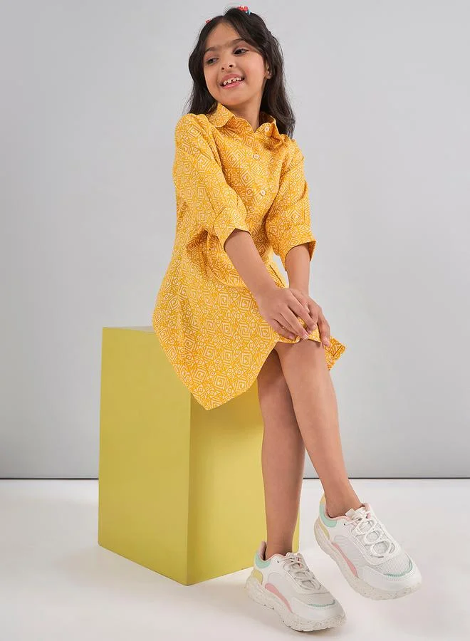 Stylo Bug All Over Print 3/4 Sleeves Shirt Dress