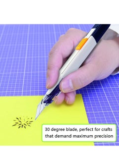 KASTWAVE Utility Knife, Portable Box Cutter, Fine Point Arts and Crafts Blade for Precision Cutting, with 10 Blade Pieces for Art Crafts DIY White, 1 Cutter 10 Blades  - Image 4