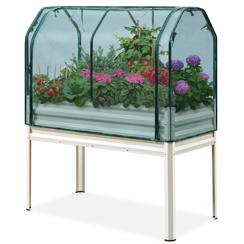 Kingbird سرير حديقة مرتفع كبير من كينغ بيرد مع شبكة صندوق زراعة مجلفن مرتفع مع أرجل 482456 للحديقة الخلفية أو الشرفة أو البلكونة سعة 400 رطل رمادي داكن