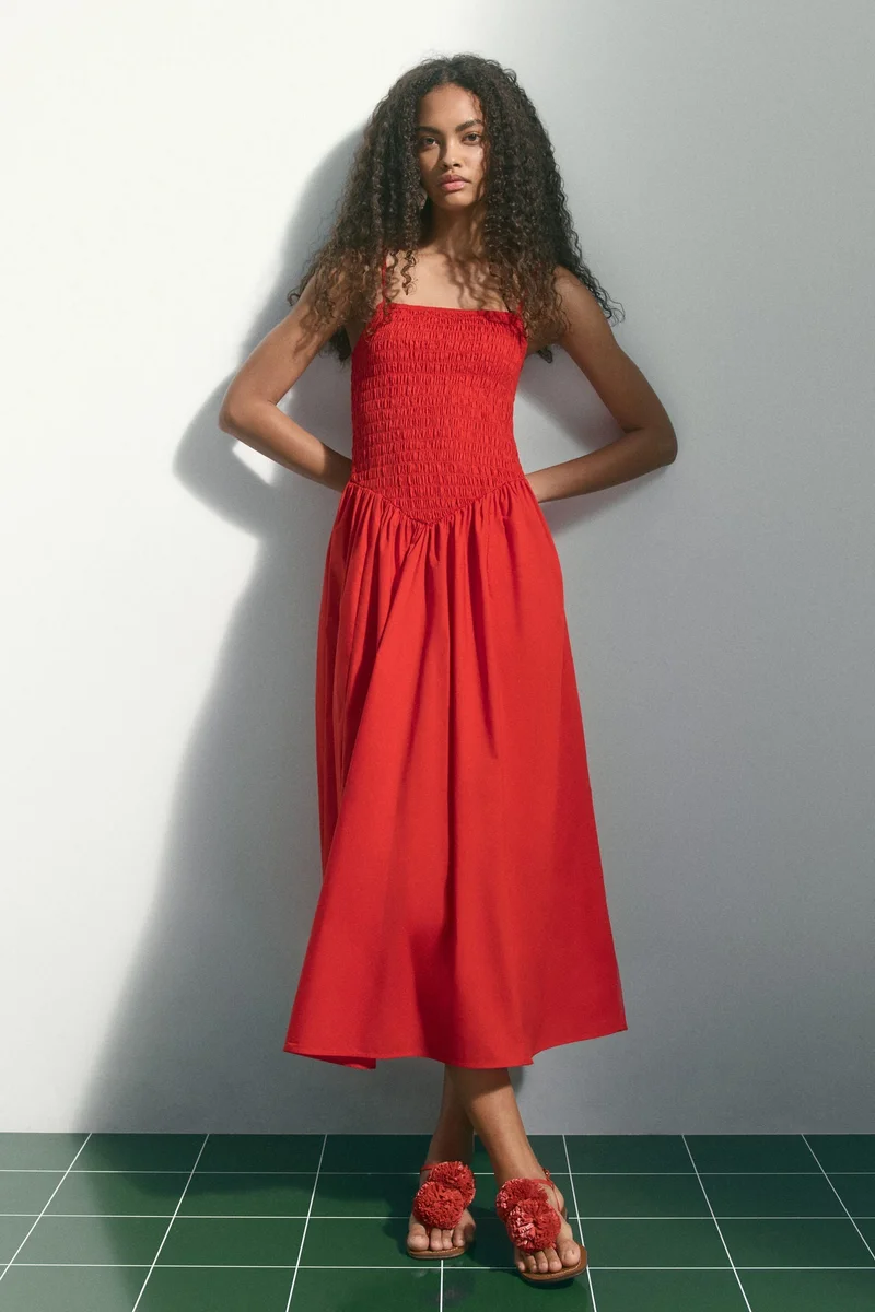H&M Smocked flared-skirt dress