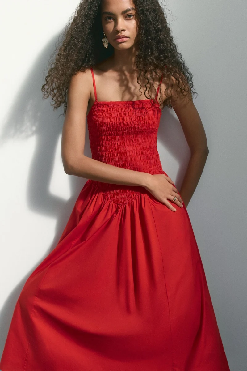 H&M Smocked flared-skirt dress