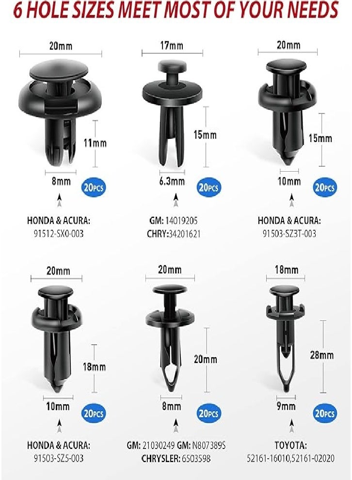Upgraded 200pcs trim removal tools, car push pin per fixing clips, set fastener terminal remover, adhesive cable clamp, round handle pry tool, car panel radio automatic clamp - Image 5