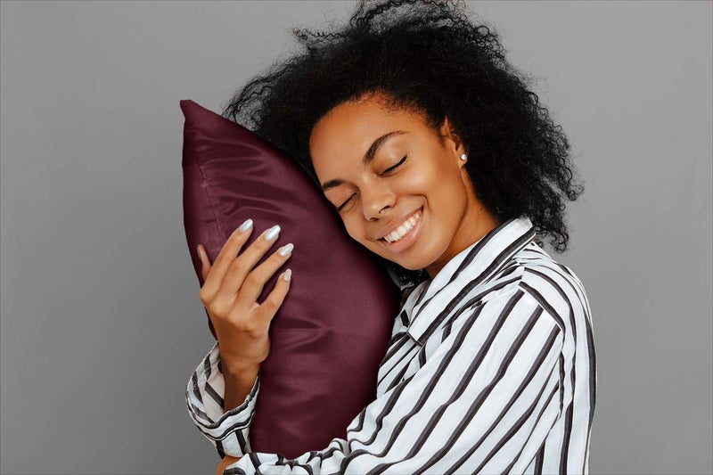 SHOPBEDDING ShopBedding Luxury Satin Pillowcase for Hair - Queen Satin Pillowcase with Zipper  Burgundy (Pillowcase Set of 2) - Blissford  - Image 5