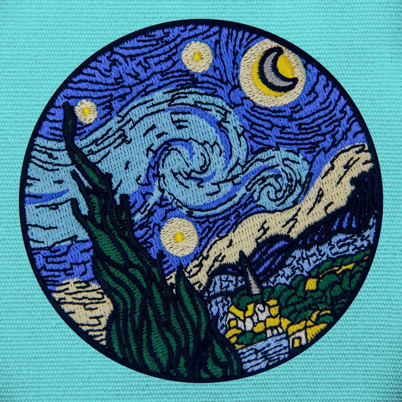 Rocking Planet The Starry Sky Patch Embroidered Applique Iron On Sew On Emblem, Blue - Image 3