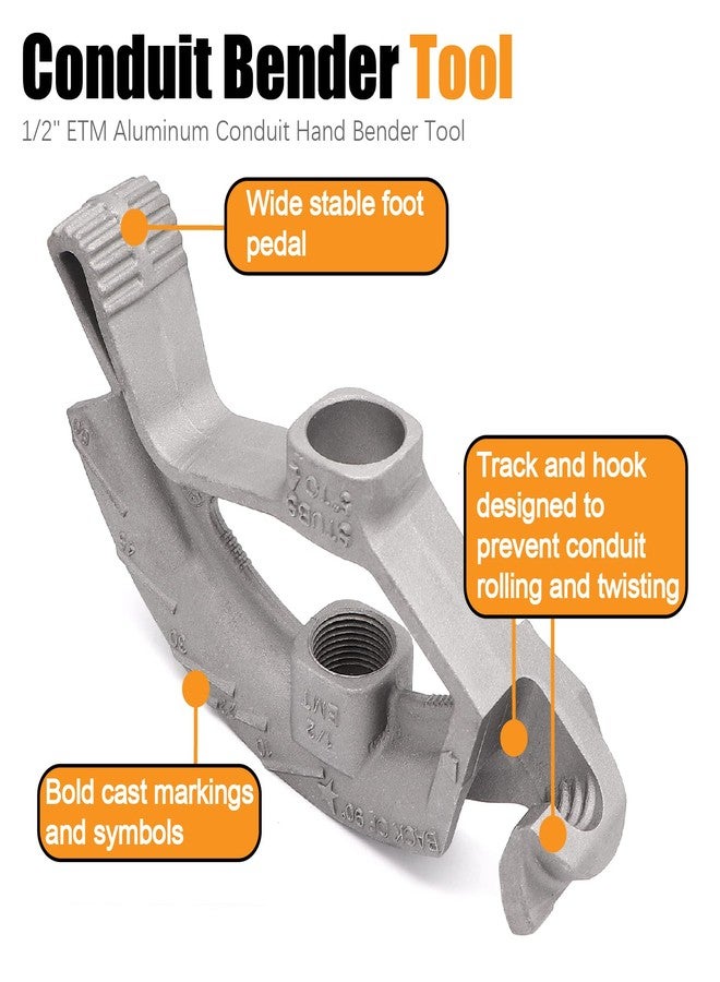 Fuzbaxy 1/2-inch EMT Conduit Pipe,Conduit Hand Bender Tool for 1/2 in. EMT Pipes,Bender Head Aluminum - Image 2