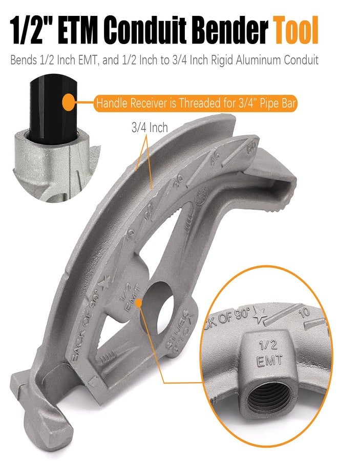Fuzbaxy 1/2-inch EMT Conduit Pipe,Conduit Hand Bender Tool for 1/2 in. EMT Pipes,Bender Head Aluminum - Image 4