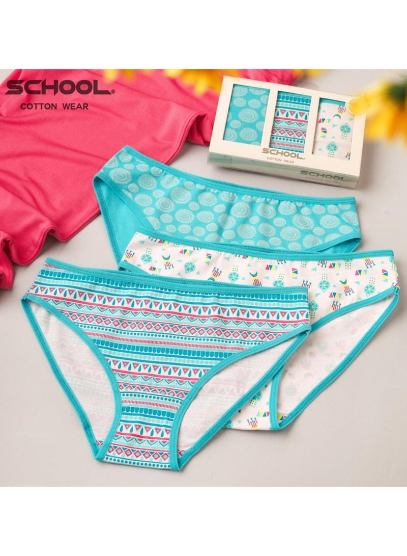 سكول باك يحتوي علي 3 قطع بكيني بانتي اندروير قطن مطبوع حريمي - Image 2