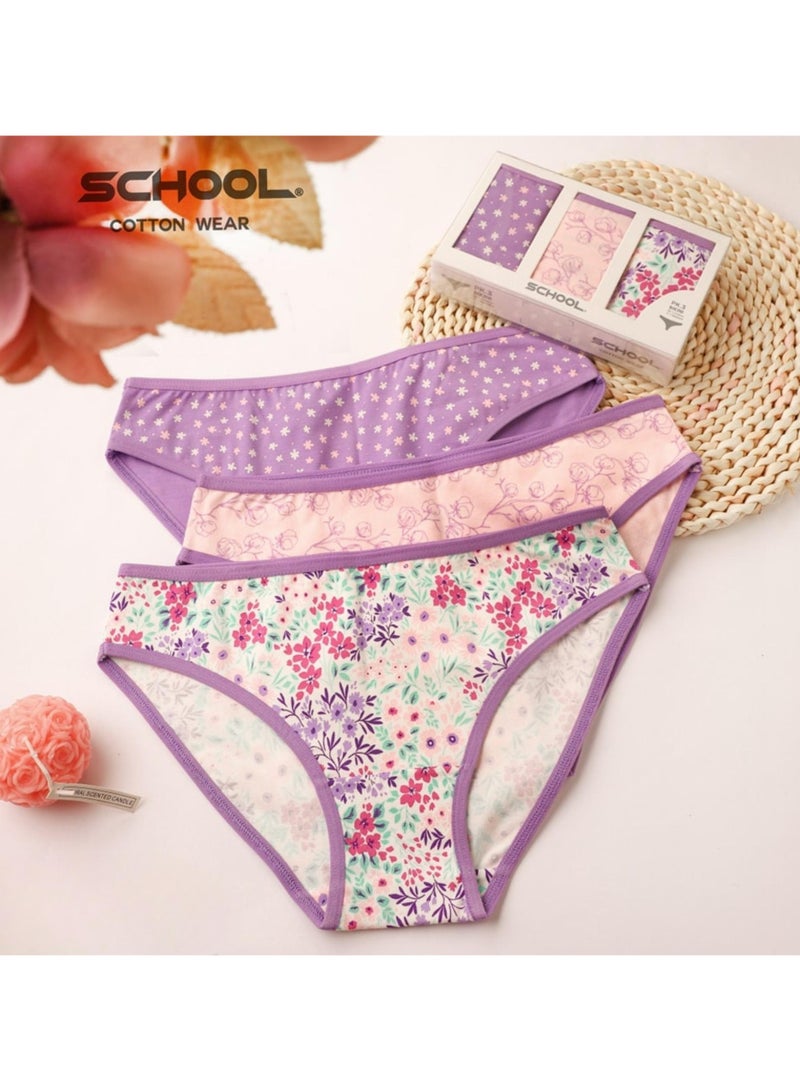 سكول باك يحتوي علي 3 قطع بكيني بانتي اندروير قطن مطبوع حريمي - Image 4