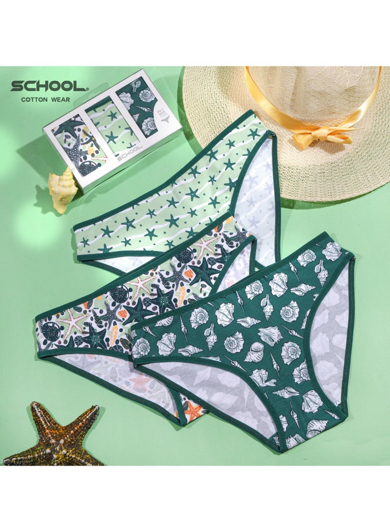 سكول باك يحتوي علي 3 قطع بكيني بانتي اندروير قطن مطبوع حريمي - Image 5