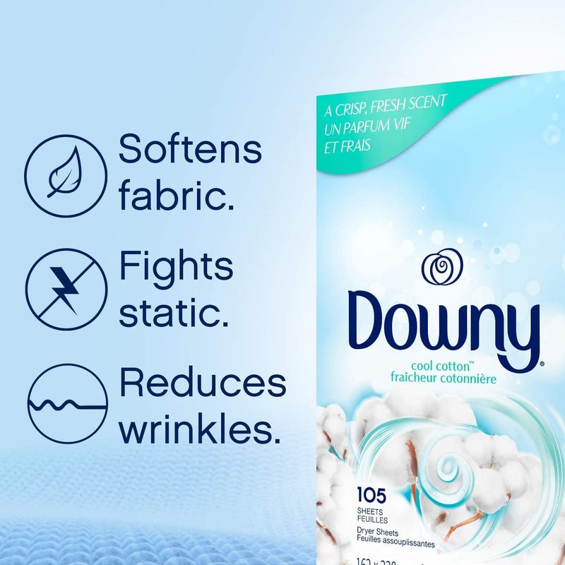 Downy Downy Dryer Sheets Laundry Fabric Softener, Cool Cotton, 240 Count - Image 3