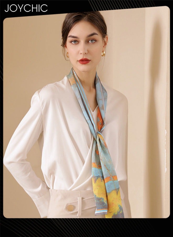 Joychic وشاح حريري طويل للنساء مطبوع عصري للسيدات للربيع والصيف ناعم وخفيف الوزن متعدد الوظائف للحماية من الشمس للاستخدام اليومي - Image 2