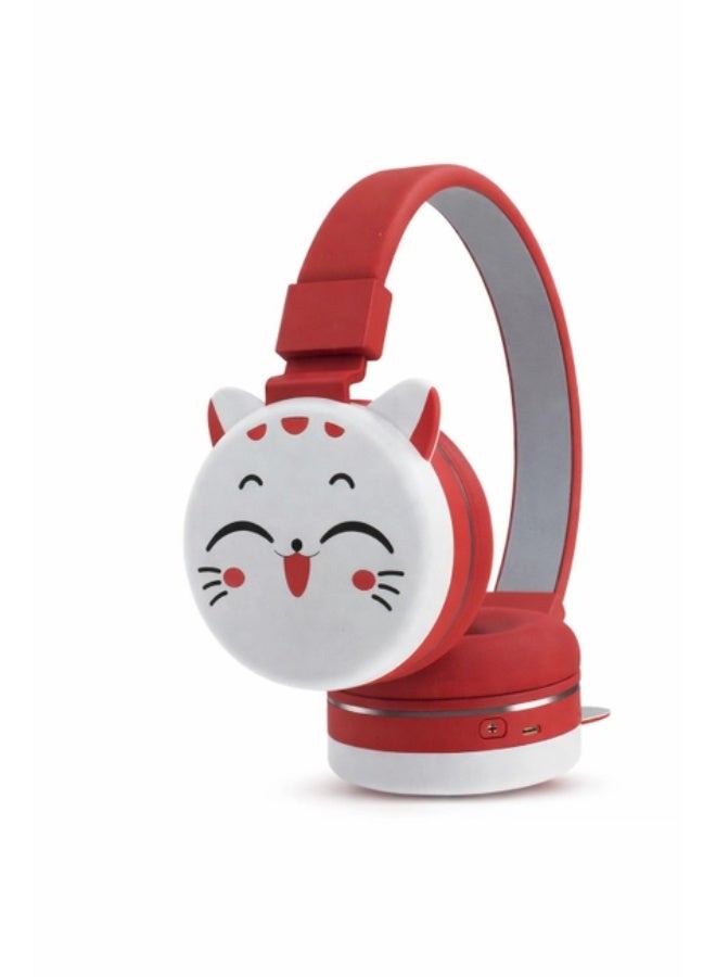 Wireless Kids Headphones 【Kids Headphones】 Cute Cartoon Design 【Bluetooth Kids Headphones】 Comfortable and Lightweight Red Bluetooth Headphones with MP3 and FM Support - Image 1