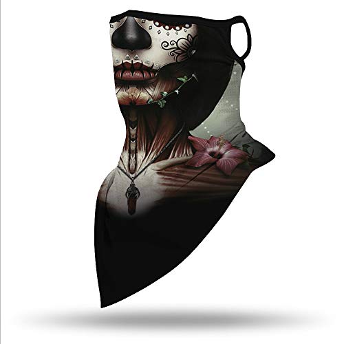 YAYOUREL Halloween Scary Mask Halloween Masks for Adults Skull Mask Skeleton Bandana Neck Gaiter Face Mask Covering Ear Loop Hole Triangle Bandanas for Men Women UV Face Scarf Cover Morning Glory - Image 4