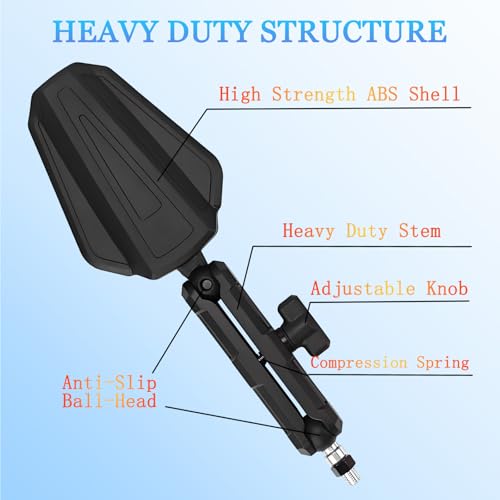Scerymo Adventure Motorcycle Mirrors, Foldable Motorbike Rear View Side Mirror W/Ball-Head Universal 10MM 8MM Screw and 7/8" Handlebar for ATV ADV Street Dirt Bike Ebike Scooter Quad Off-Road-Motorcycles - Image 4