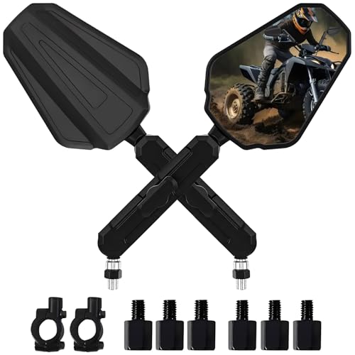 Scerymo Adventure Motorcycle Mirrors, Foldable Motorbike Rear View Side Mirror W/Ball-Head Universal 10MM 8MM Screw and 7/8" Handlebar for ATV ADV Street Dirt Bike Ebike Scooter Quad Off-Road-Motorcycles - Image 1